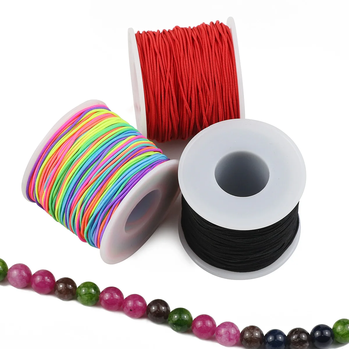 Elastic Beading Cord 1 Roll Rainbow Elastic Beading Cord Colorful Stretchy Crafting Thread String For DIY Jewelry Making Bracelet Necklace Supplies