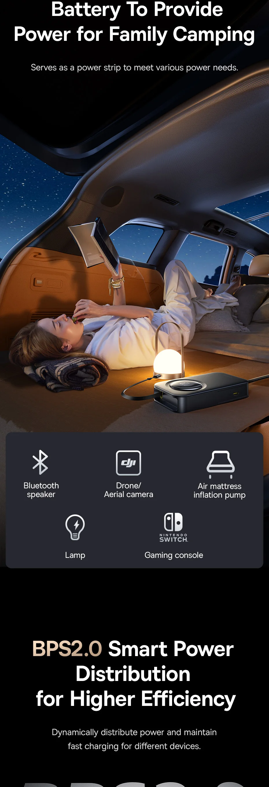60W Car Charger Retractable Fast Charging Rear Seat 6 Ports Extension Cigarette