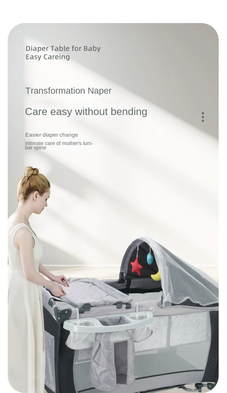 Baby Crib Newborn Multifunctional Baby Bed Foldable Cot With Diaper Table Crib Cradle with Mosquito Net Cribs Baby Playpen S8f3e6b1139b04cfc9914e34d970a6b56W