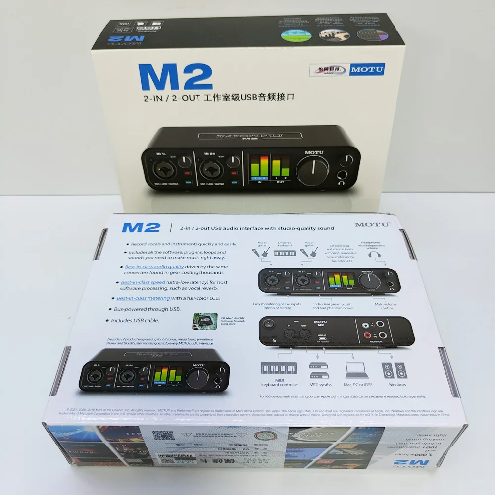 Motu m2 2-in / 2-out USB-Audio-Interface mit profession eller 