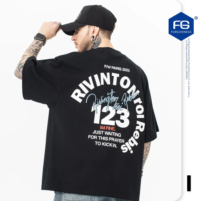 

2023 Summer New Retro High Street Letters Logo Printed Short-sleeved T-shirts for Men