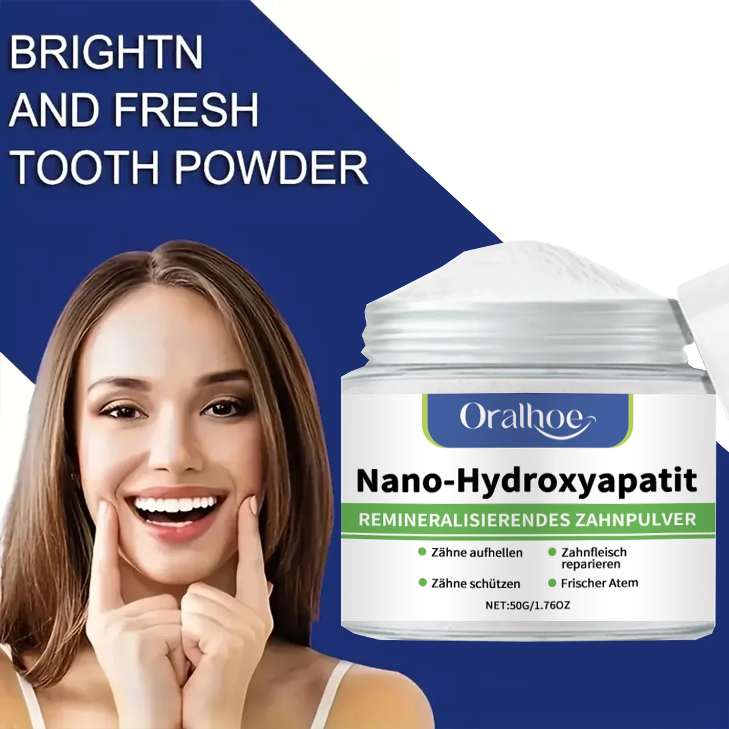 10% Hydroxyapatite Winter Tooth Powder Whitening Remineralizing Cool Mint Flavor S8f3e8488b0414d0a879cabdc62d5444au