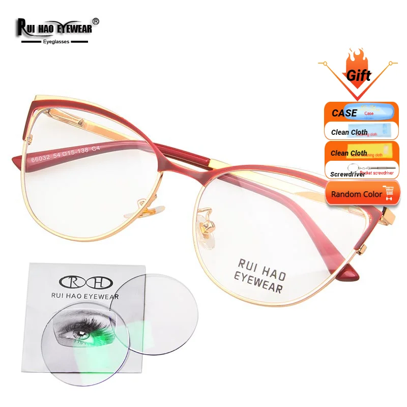 

Customize Prescription Eyeglasses Women Optical Glasses Frame Fill Resin Lenses Myopia Progressive Recipe Spectacles 66032