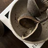 D21x6cm Wabi-Sabi Style Natural Marble Travertine Stone Decorative Tray Handmade Retro Pet Bowl for Home Decor 4