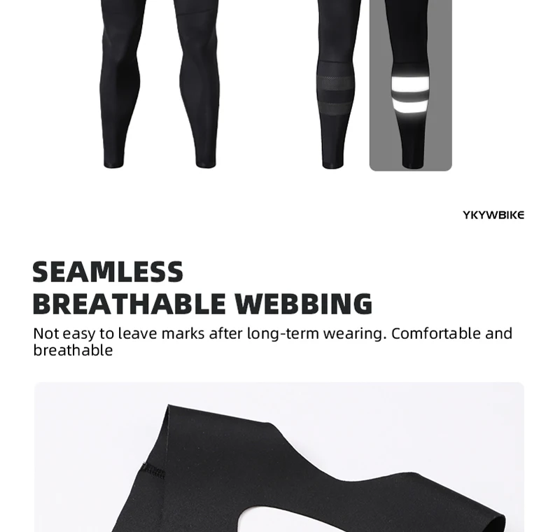 YKYWBIKE Fahrrad-Trägerhose für Herren, 4 Taschen, Winter und Herbst, wasserdicht, Fahrrad, Rennrad, lange Hose, Fleece, 7-Stunden-Schnittstelle – Detail 3