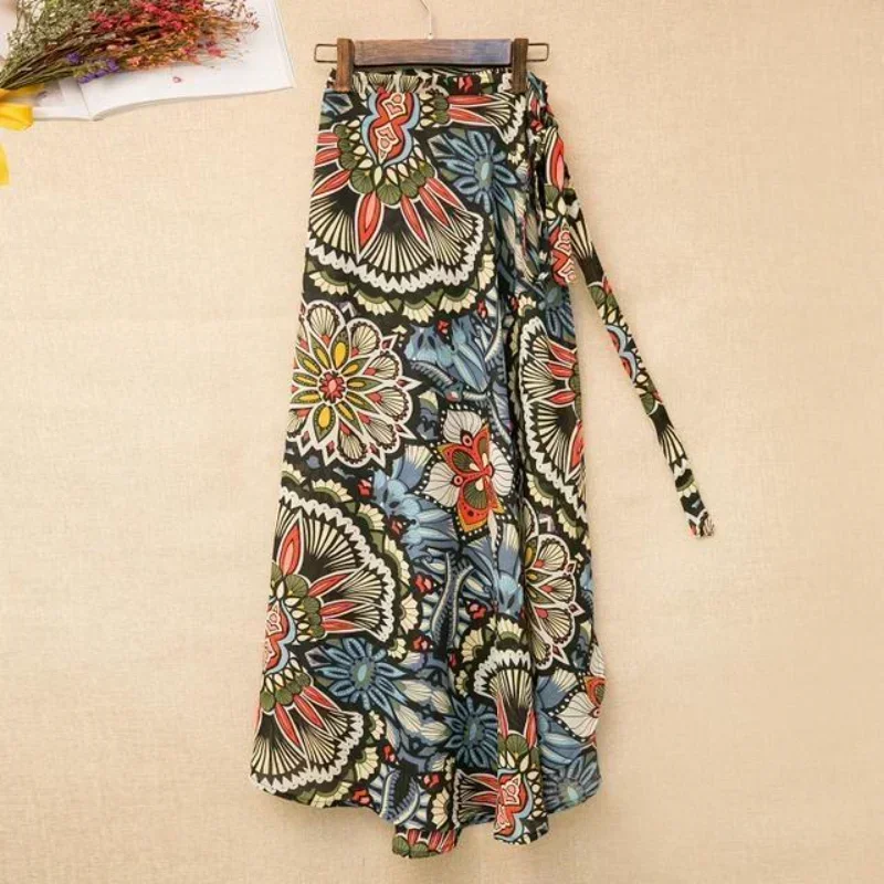 Women Floral Print Chiffon Skirt Beach Bikini Cover Up Wrap Scarf