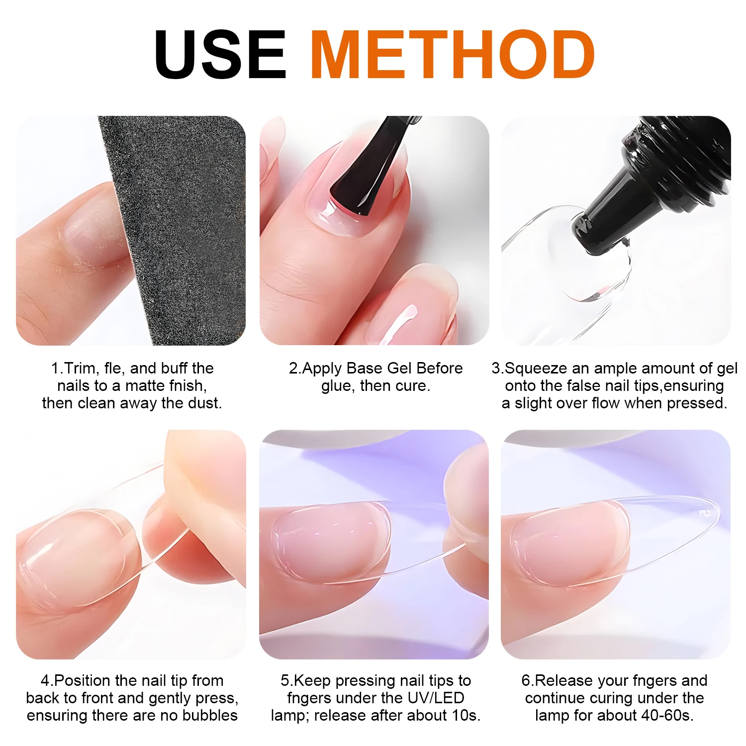 Colla Solida per Unghie, Gel per Unghie Finte, Gel Acrilico per Manicure ed Estensione, Adesivo per Unghie Finte a Lunga Durata - immagine 6