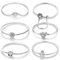925 Silver Plated Classic Love Eternal Snake Chain Women's Bracelet Charm Bead DIY Popular Boutique Jewelry 17CM 19CM 23CM 1