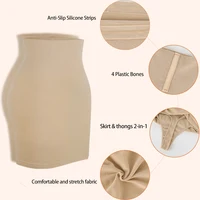 Demi-slip pour sous la robe pour femmes, vêtement modelant, contrôle du ventre, taille fine, modelant le corps, demi-jupe, tongs 2 en 1, sous-vêtements rehausseurs de fesses 5