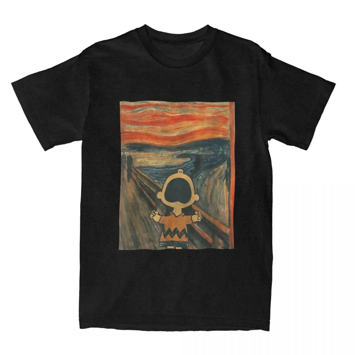 thumbnail image 1 of Camiseta de algodón para hombre con diseño artístico de Snoopy, Charlie Brown, Peanuts, Scream, cuello redondo, manga corta, idea de regalo, 1 of 4