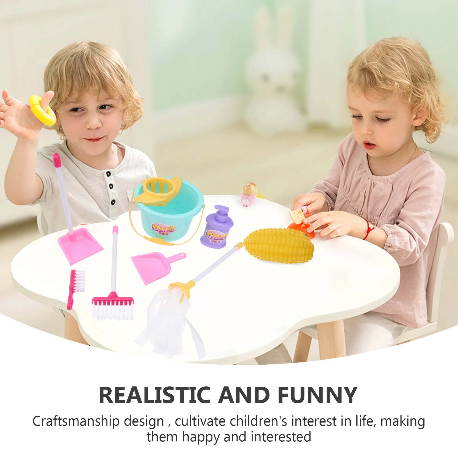 7 Pcs Cleaning Mopping Set Kids Play Toy Children Tools Pretend Toys Broom Dustpan Playthings Cosplay 4