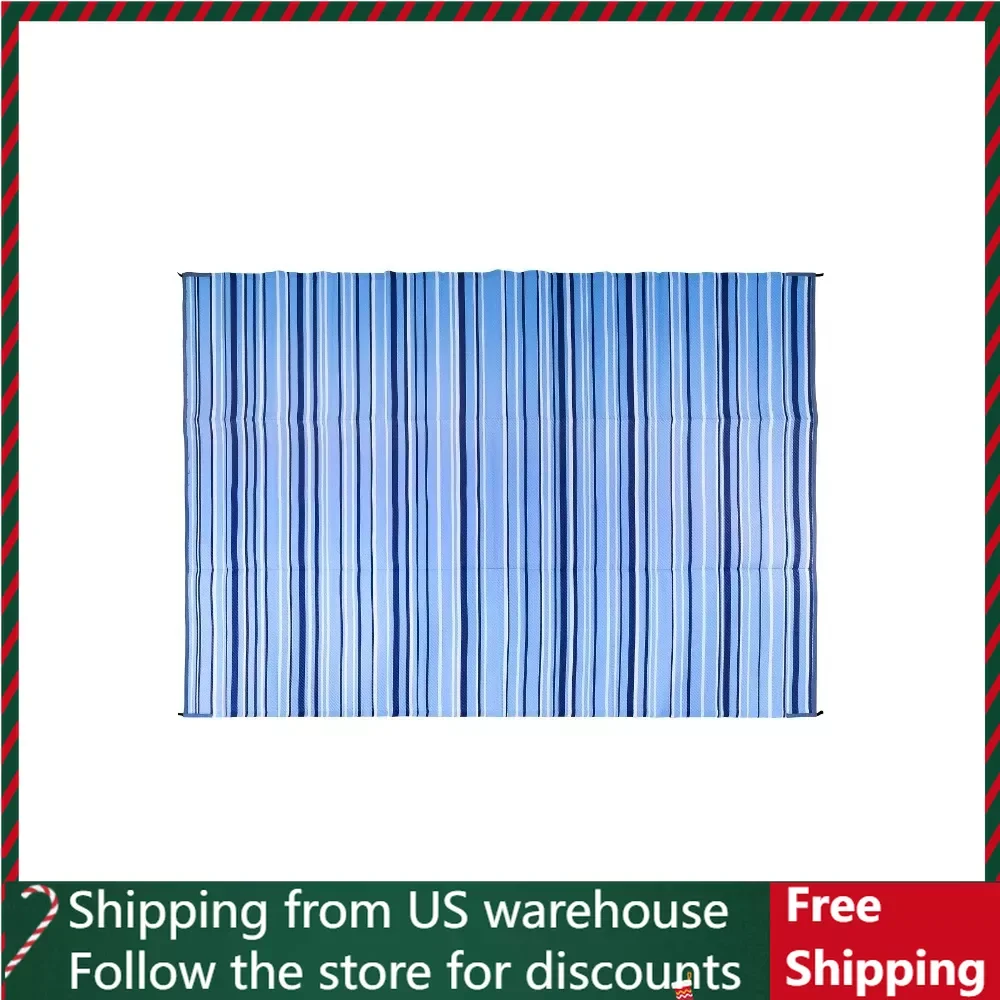 

Large Reversible Outdoor Patio Mat - 9'x12' Blue/White Free Shipping Camping Supplies Hiking Sports Entertainment