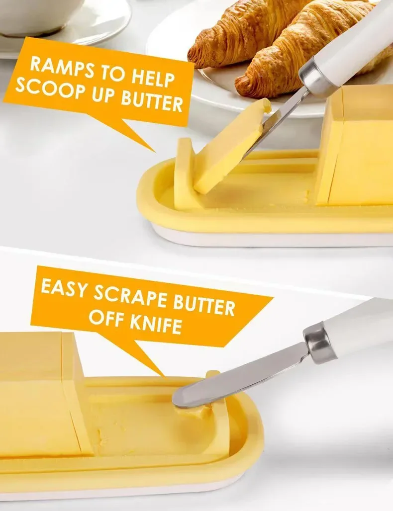 Description Picture 3 of itemKitchen Supplies Fresh Solid Cheese Container Butter Dish With Lid And Knife solid cheese storage fresh keeping Butter Box