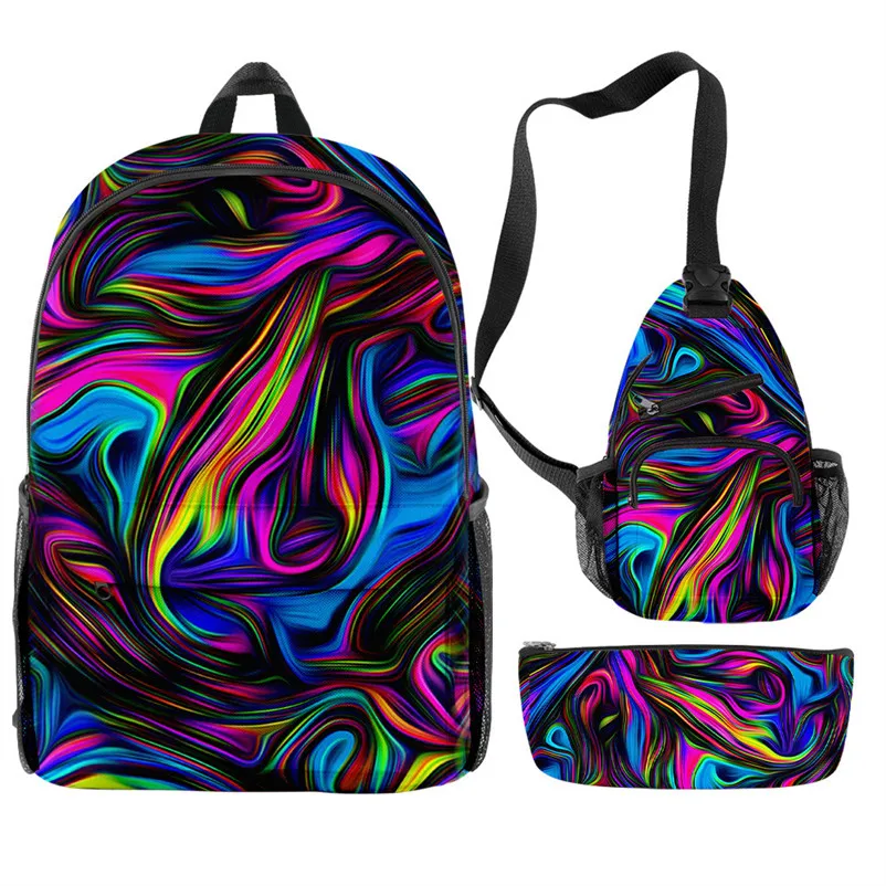

Tie Dye Backpacks Personality Spiral Colorful Children School Bag Mochila Boys/Girls Daily 3pcs Set Bookbag Shoulder Pencil Case