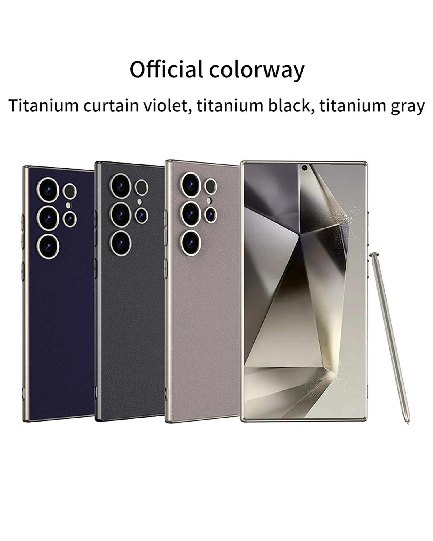 Plain Leather Metallic Paint Frame Case For Samsung Galaxy S23 S24 Ultra Case Ul