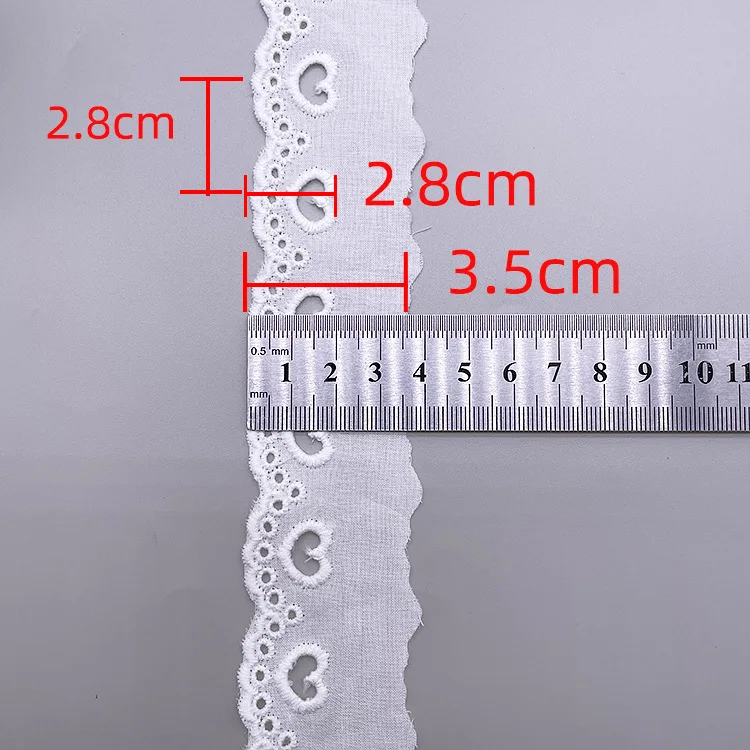 Description Picture 2 of item1Meter Hollow Love Heart Floral Embroidery White Cotton Lace Ribbon DIY Apparel Sewing & Fabric