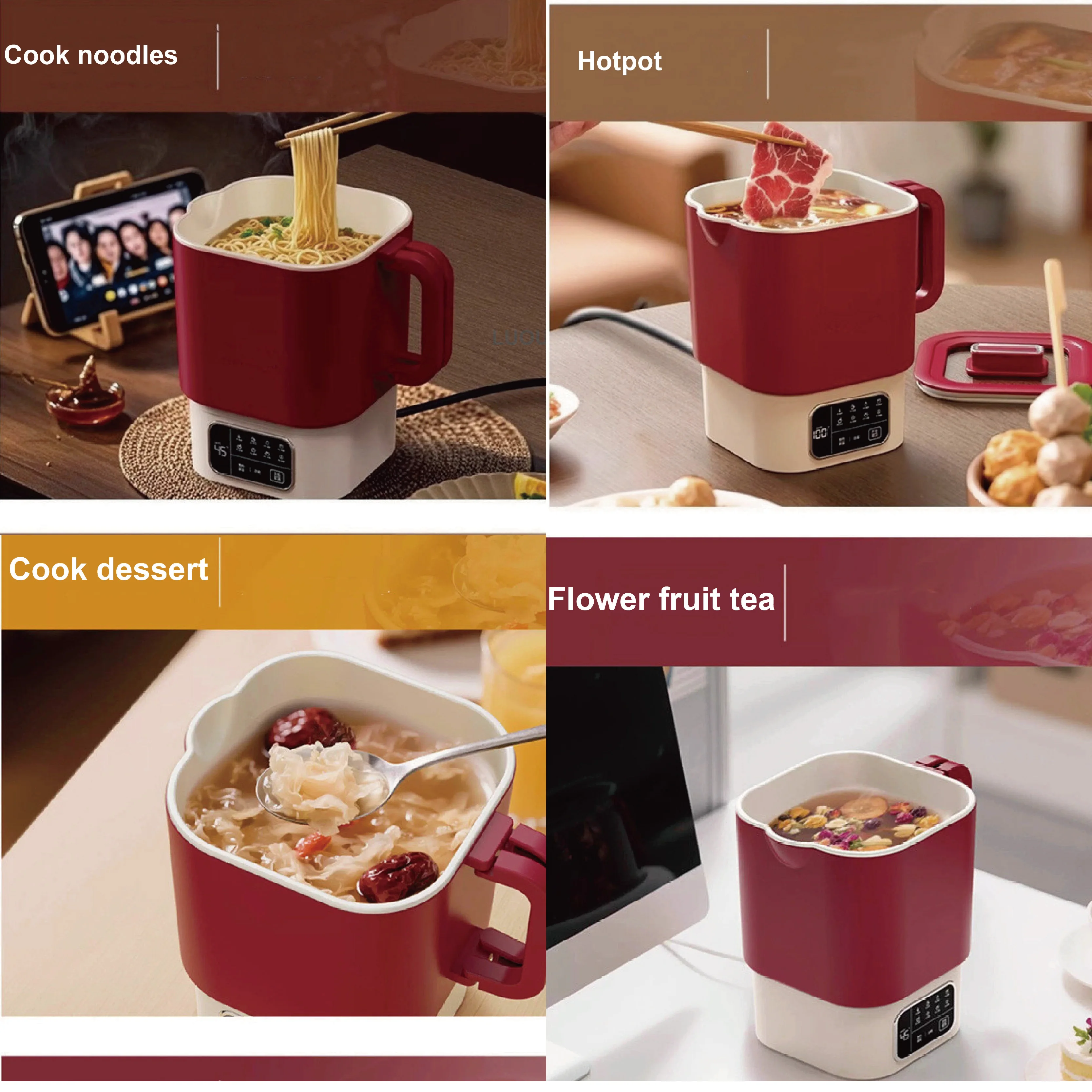 110V/220V Electric Kettle Appointment Health Kettle Temperature control Ceramic Pot Keep Warm Cup Portable Folding Kettle 1L 4