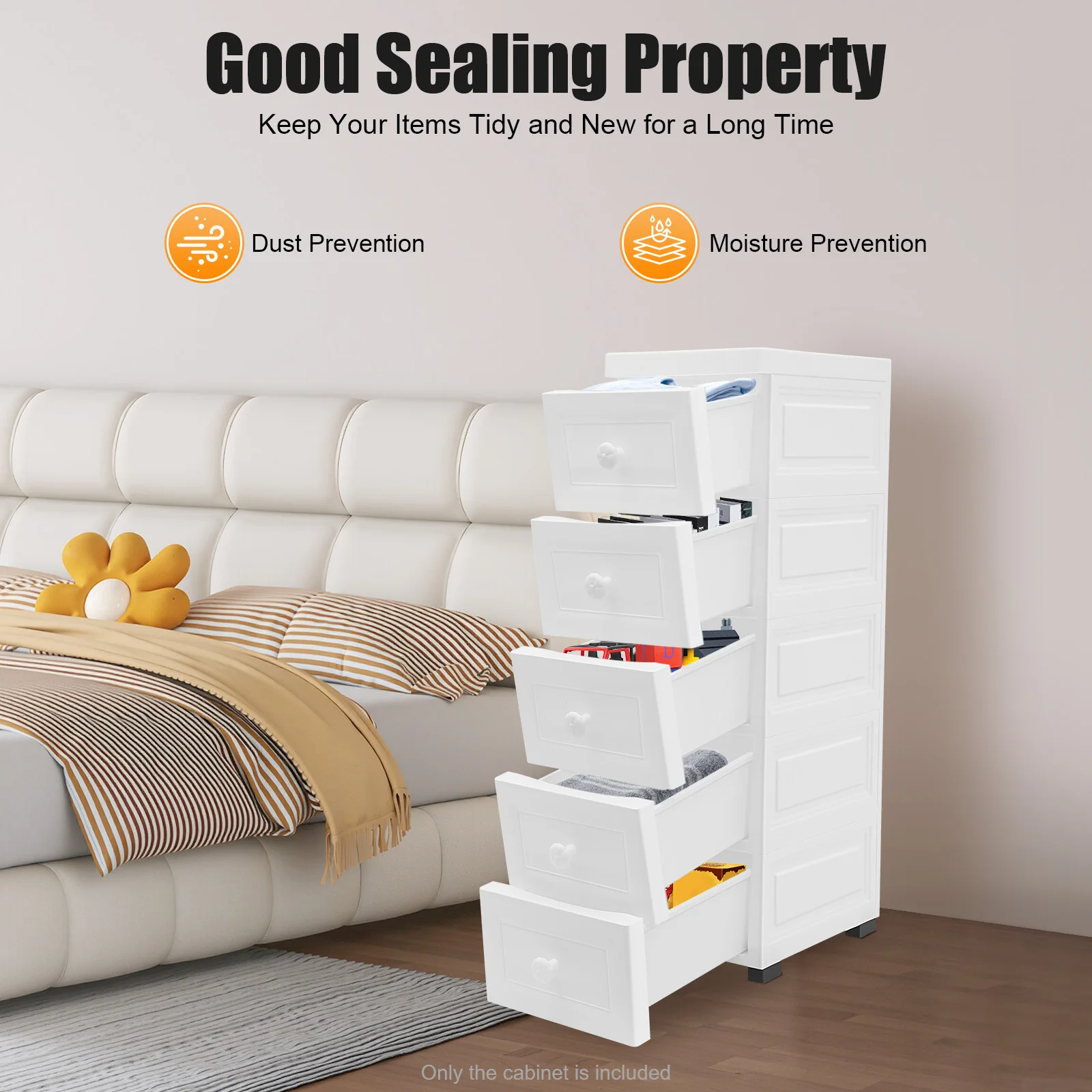 Rollschrank mit 5 Schubladen, schmal, wasserdicht, für Badezimmer, Aufbewahrung, 34 x 25 x 82 cm, für Kinderspielzeug, Wohnzimmer, Schlafzimmer, Büro, Organizer – Detail 3