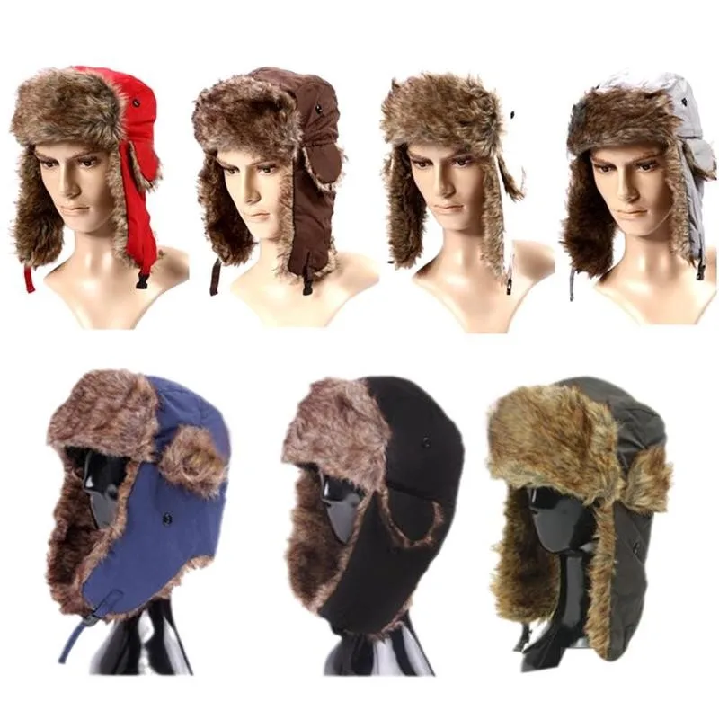 Mens Women Unisex Warm Trapper Aviator Trooper Earflap Winter Flaps Ski Hat Hats New Unisex Trapper Bomber winter hat