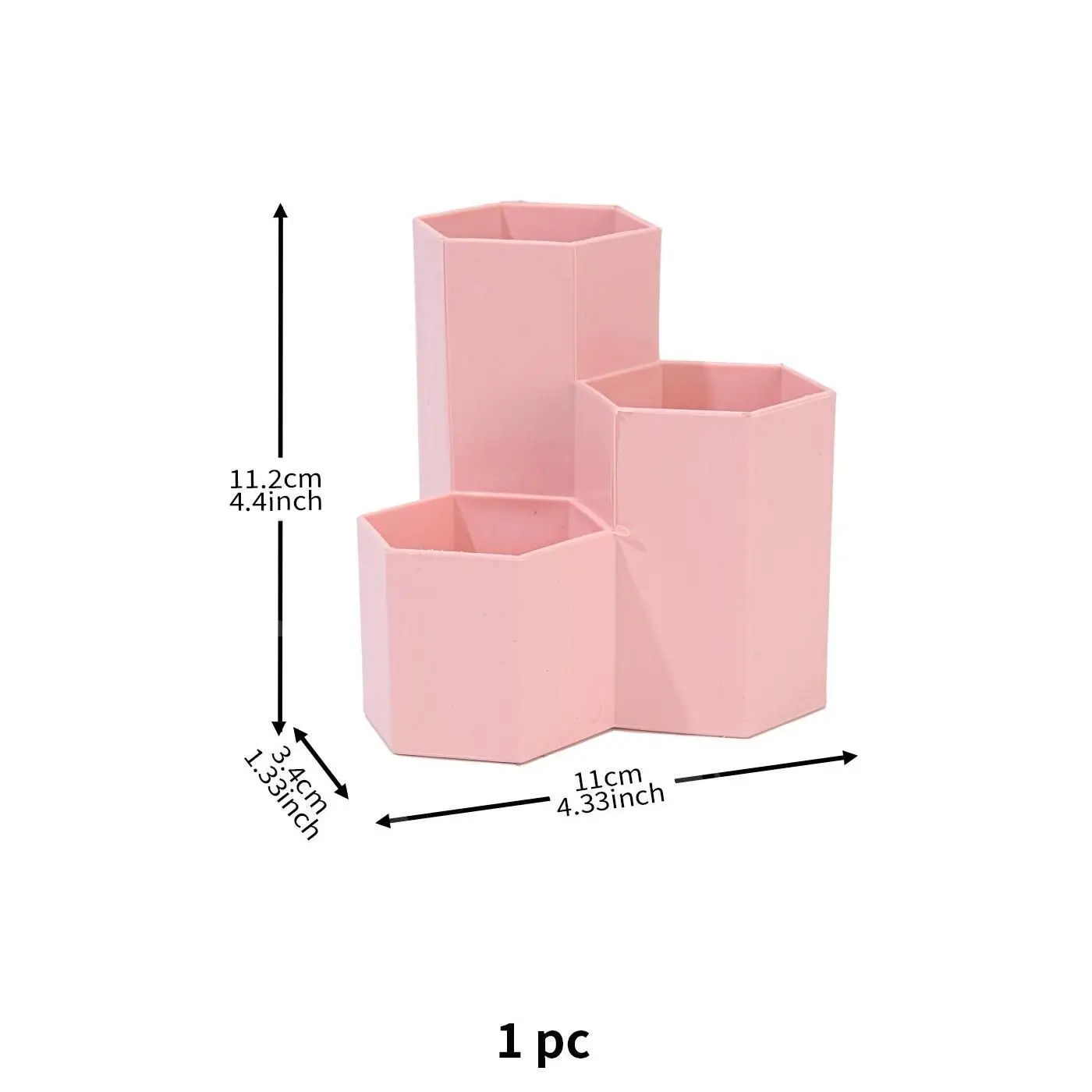 Large Capacity Hexagonal Desktop Organizer Pen Container Holder Storage Pencil Cup 3 Slot Stand School Office Supplies