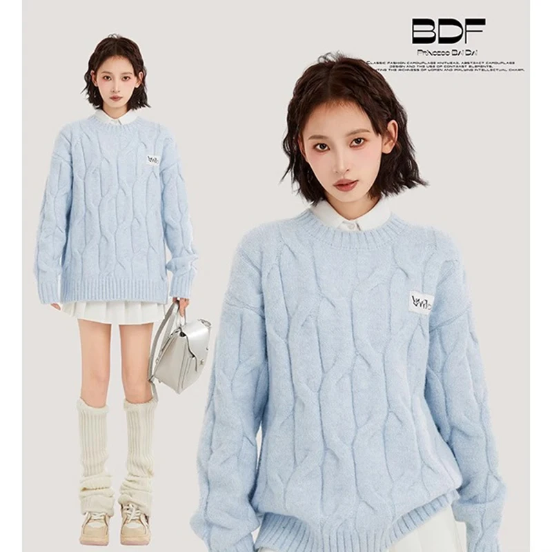 Awesome21 Women's Long Sleeve Rib-Knit Sweater - Slim Fit Viscose Nylon Casual Top - View #2