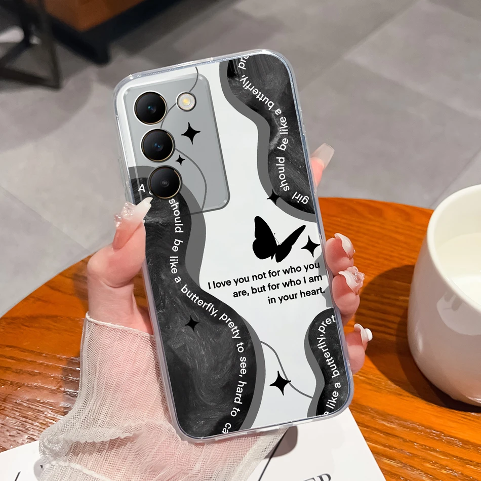 Floral Painted Transparent Shockproof Soft TPU Silicone Phone Case