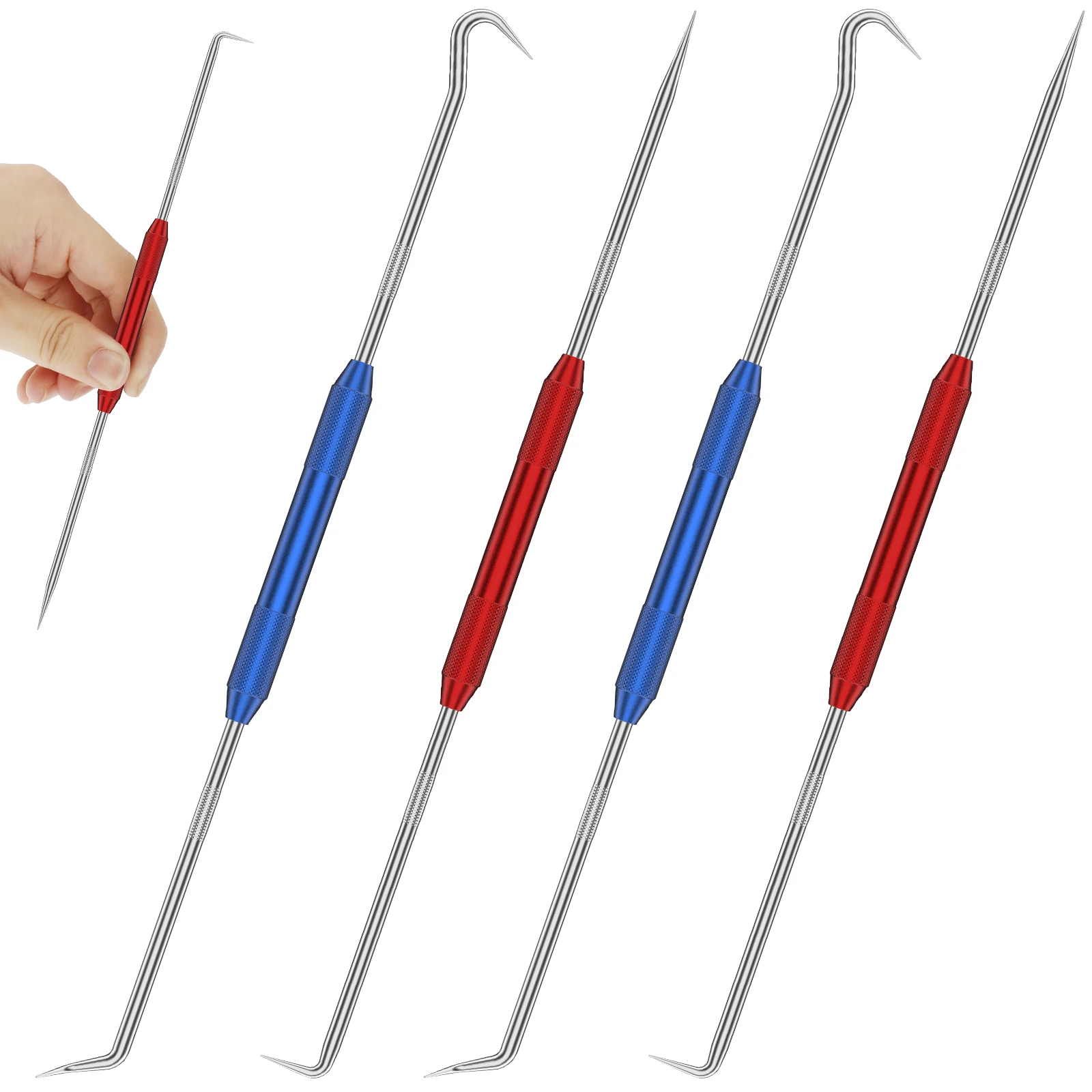 

4Pcs Double Pointed Scriber Straight 45/90 Degree Stainless Steel Portable Hook Pick Tools for Machinists Technicians Craftsmen