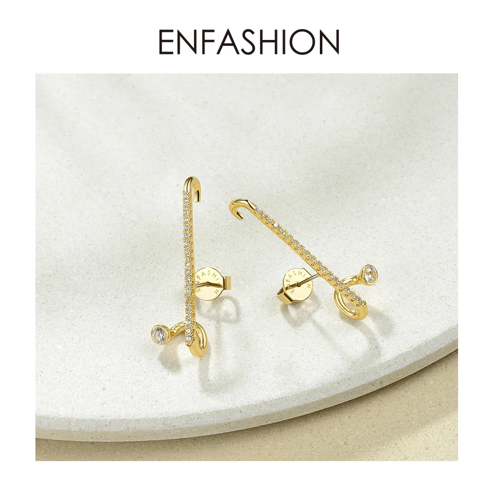 ENFASHION Punk Rhinestone Stud Earrings For Women Gold Color Statement Minimalist Earings Fashion Jewelry Pendientes EC191066