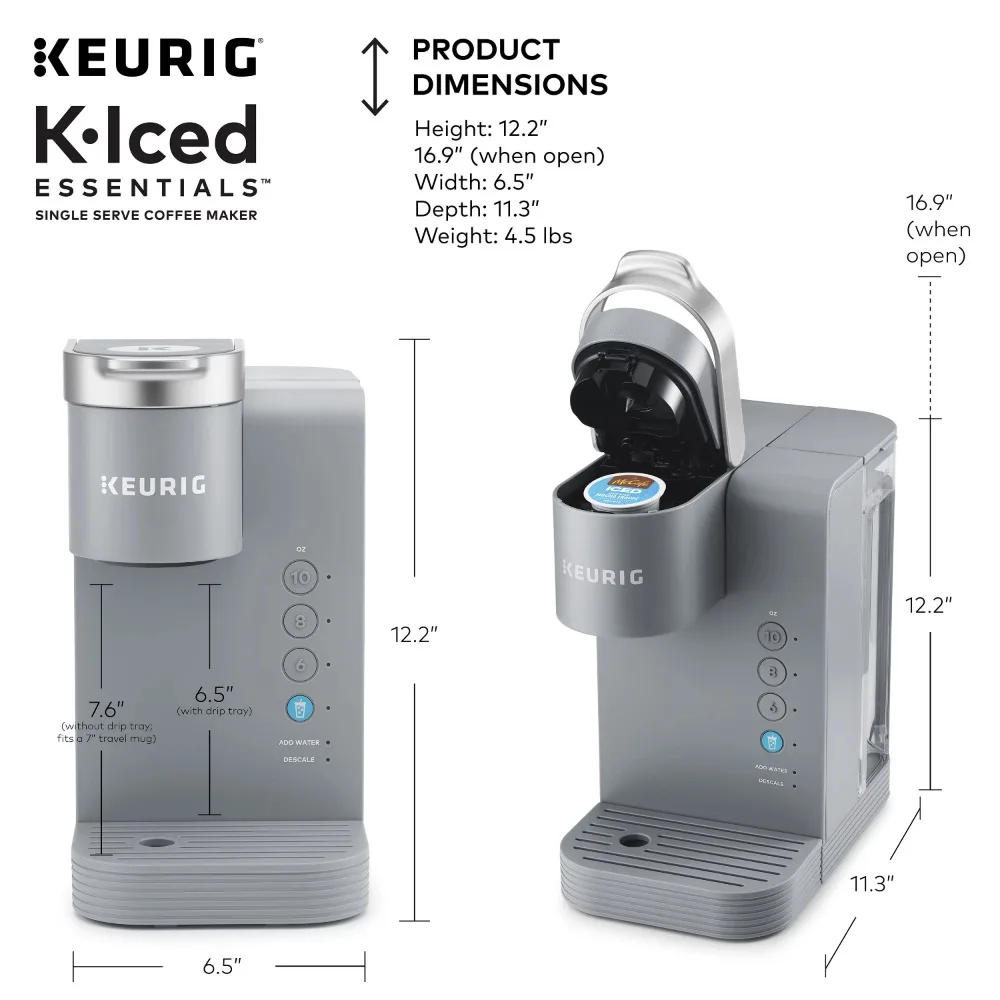 Keurig K-Iced Essentials Gray Iced and Hot Single-Serve K-Cup Pod Coffee  Maker - AliExpress