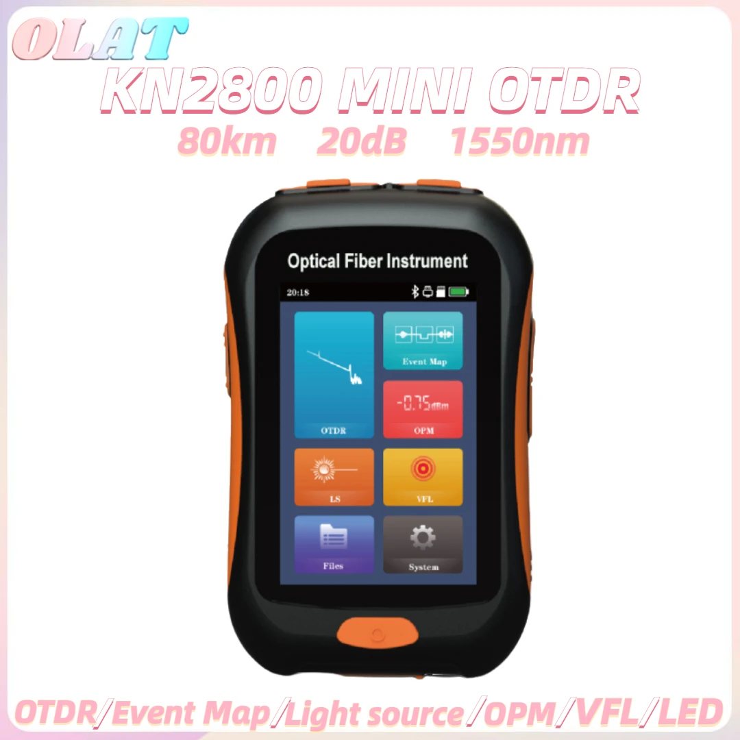 

Mini OTDR NK2800 Fiber Optic Reflectometer With 7 Functions VFL OLS OPM Event map 20dB for 80Km Fiber Cable Ethernet otdr Tester