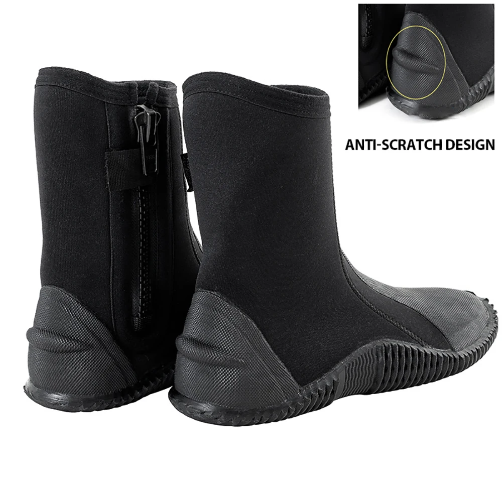 5 mm Neopren-Tauchstiefel, rutschfeste Neoprenanzug-Stiefel, seitlicher Reißverschluss, Schnorcheln, Tauchen, Speerfischen, Surfen, Tauchen, Wassersportzubehör – Detail 5