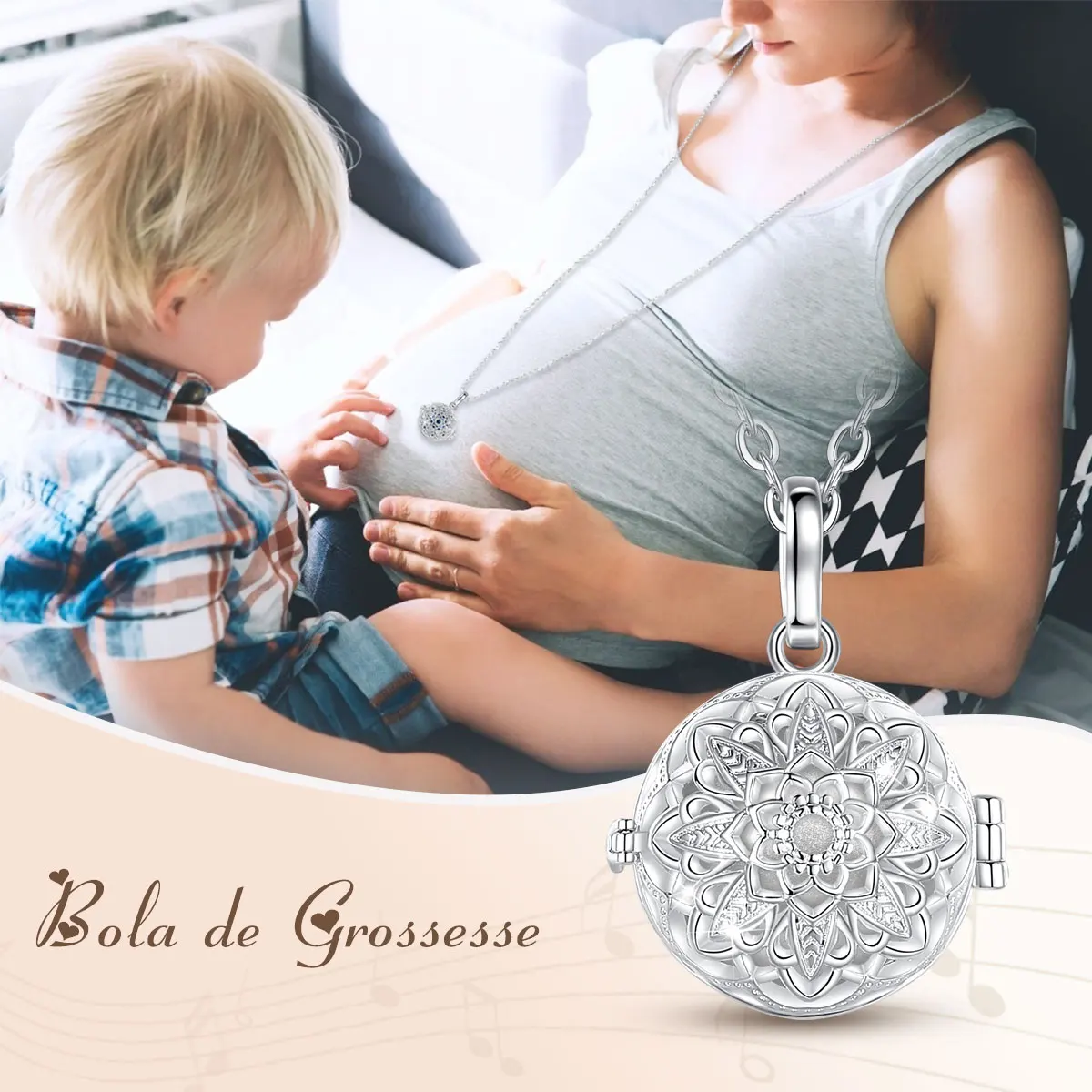 Eudora Harmony Ball 18mm Flower Cage Necklace Angel Caller Bola Pendant Pregnancy Chime Maternity Exquisite Jewelry Party Gifts 5