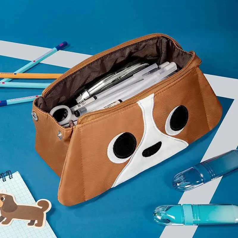 Hongdian 대용량 연필 케이스 귀여운 야구 개 인 스타일 초등 중학교 소년 소녀를위한 틈새 문구 파우치
