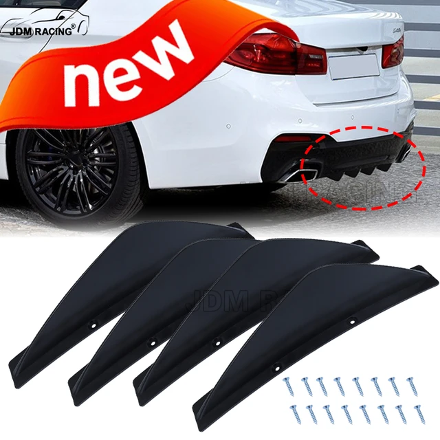 NEW 4pcs Black Arc-shaped ABS Car Rear Lower Bumper Wing Lip Diffuser  Splitter Spoiler Shark