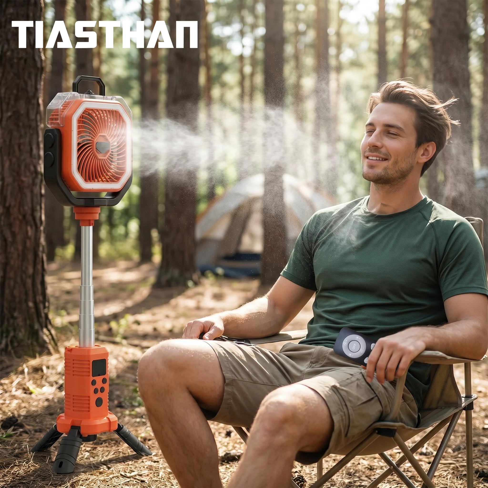 Ventilateur portable rechargeable d'extérieur 30000mAh avec télécommande, 4 vitesses de vent puissant et brumisation à double orifice pour un refroidissement rapide 1 Ventilateur portable rechargeable d'extérieur 30000mAh avec télécommande, 4 vitesses de vent puissant et brumisation à double orifice pour un refroidissement rapide 1