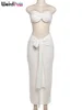 Weird Puss Elegant Women 2 Piece Set Midnight Thin Striped Knot Strapless Tops+Bandage Skirts 2023 Vacation Matching Clubwear 6