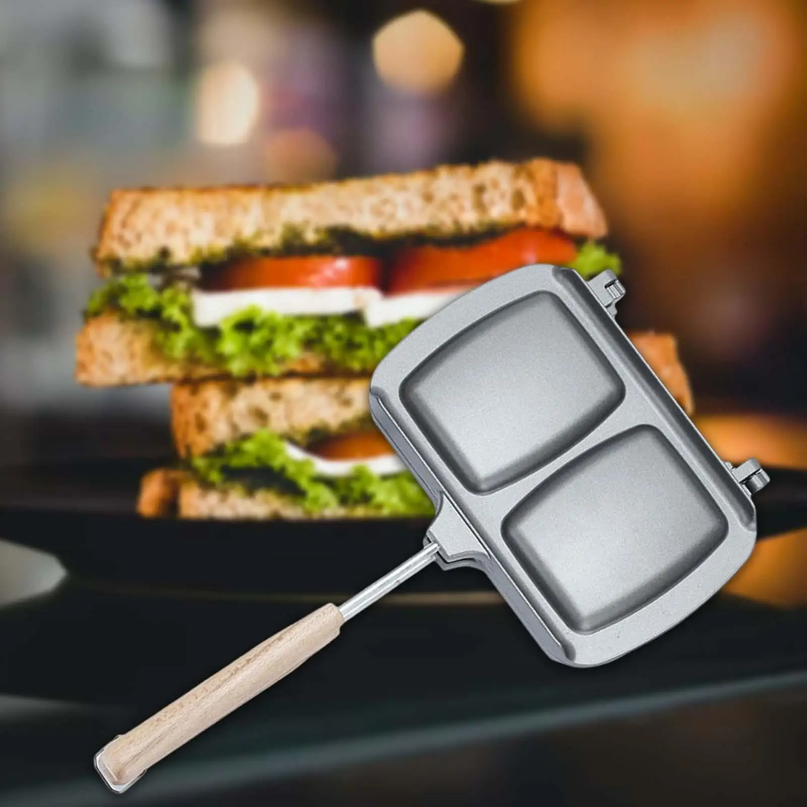 Bread Toast Maker Non Stick Grill Pan Double Sided Heating Frying Egg Ham Sandwiches Maker for Induction Cooker Stove Top 2