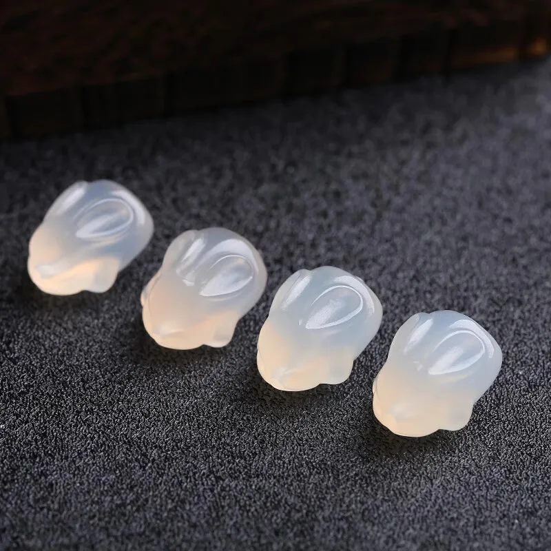 핑크 붉은 마노 석영 흑요석 조각 토끼 전체 구멍, DIY 보석 목걸이 느슨한 구슬, 13*18mm, 1 개