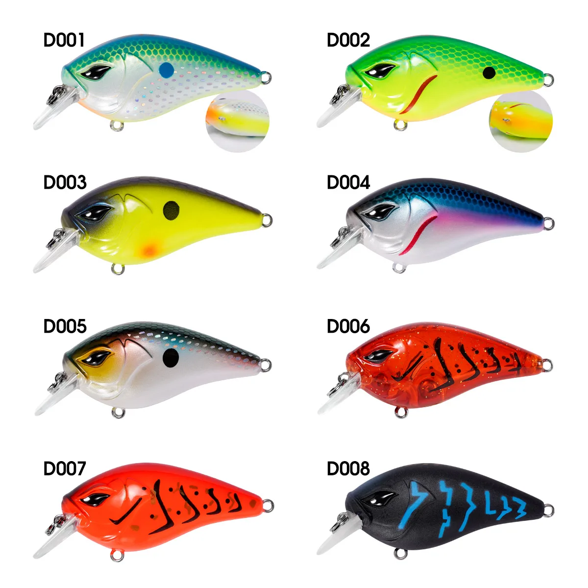 DYY Squarebill Crankbaits 50mm 6g 미노우 낚시 미끼 Wobblers 청어 파이크 송어 배스 낚시 미끼 용 인공 하드 미끼