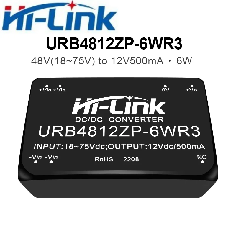 5pcs 하이링크 URB4812ZP-6WR3 6W 1500V 절연 DC-DC 모듈 18-75V 5V 12V 15V 단일 출력 고효율 스마트 홈