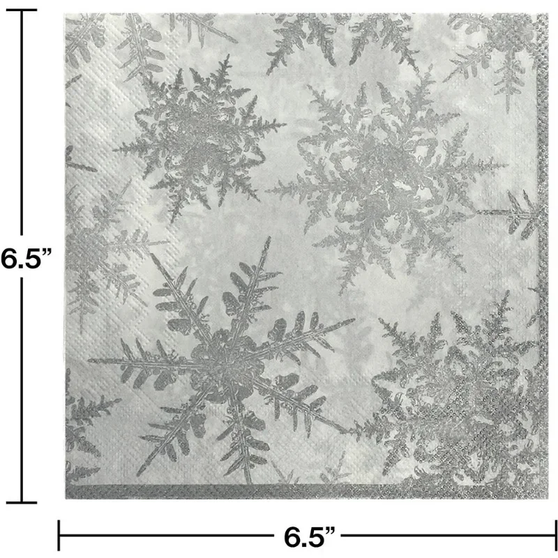 20pcs/Pac 2-Ply Christmas Series Party Decoration Paper Napkins Winter Snowflake Printed Paper Placemats Wine Glass Flower