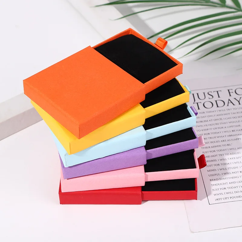 

New Arrive Thin Kraft Paper Drawer Jewelry Packaging Box Greeting Card Necklace Bracelet Gift Package Case Boxes