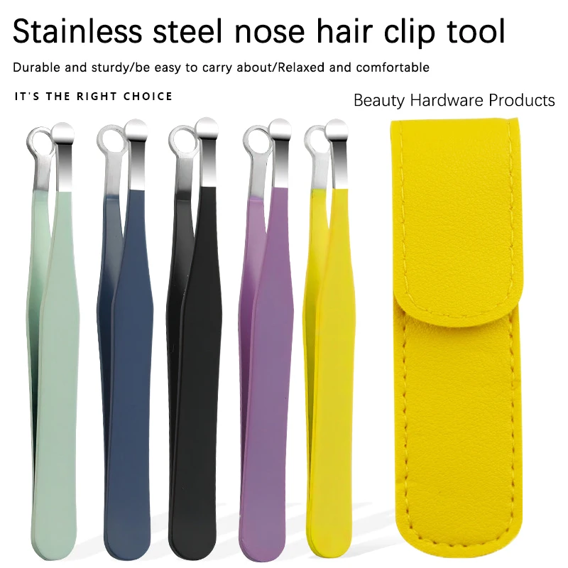

Stainless Steel Round Head Press Type Nose Hair Trimming Tweezers Eyebrow Nose Hair Cut Manicure Facial Trimming Makeup Tool