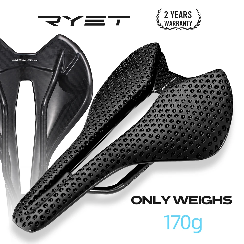 RYET Carbon 3Dprinted Bike Saddle Ultralight Bicycle Saddle For Men