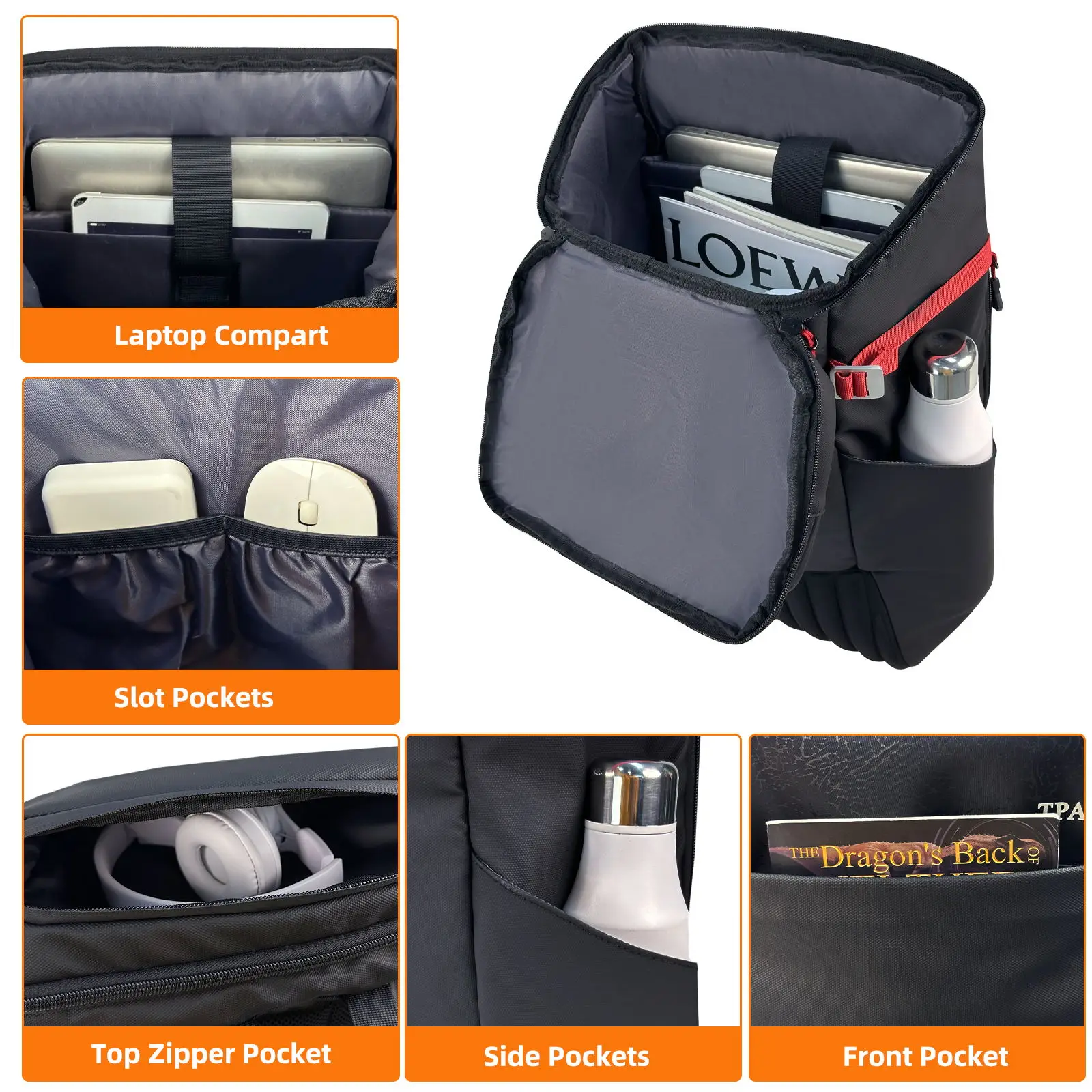 TPAID Fashion Men Business Laptop Backpack Waterproof 19.7 inch Large Capacity Travel Bag Flap Pocket