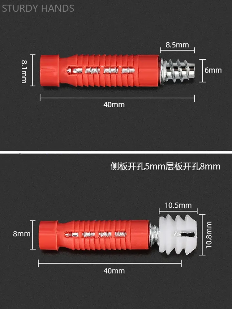 20pcs/lot Panel Closet Wooden Furniture 2-in-1 Connector Kit Hidden Invisible Connector Hardware Tool Woodworking Accessories