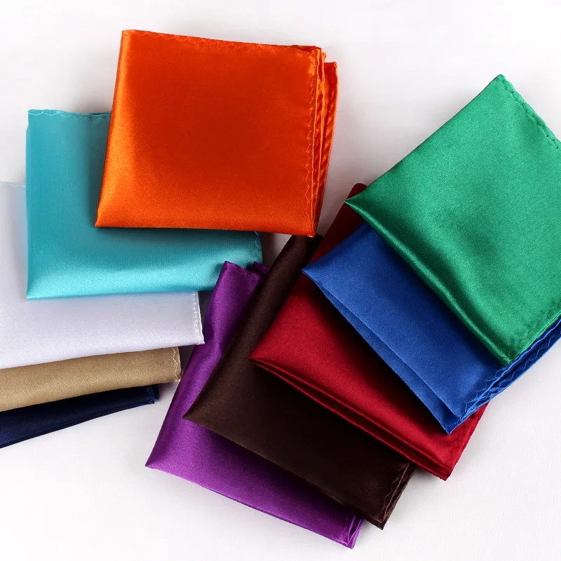 22CM Solid Color Pocket Squre For Men Classic Suit Handkerchief Formal Dress Accessories Black Brown White Chest Towel Hanky pocket square mini handkerchief