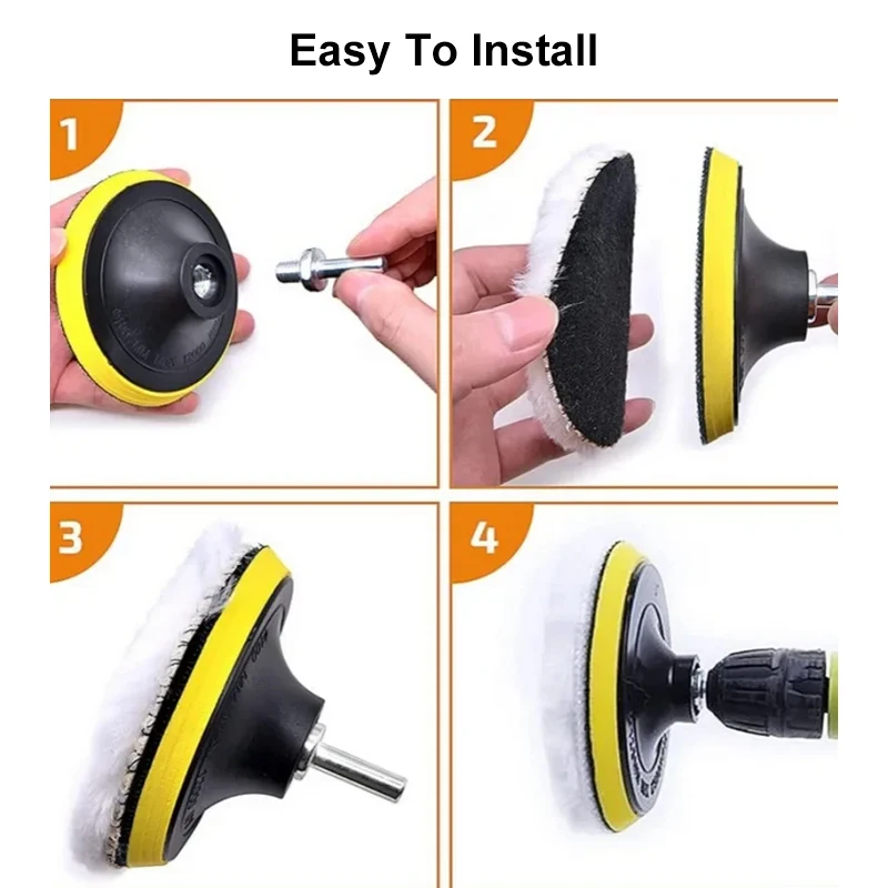 3/4/5/6/7in Car Polishing Disc 8Pcs Self-Adhesive Waxing Sponge Wool Car Detailing Polishing Sponge