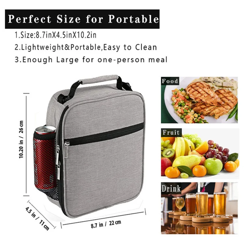 1Pcs Portable Oxford Cloth Square Lunch Bag Food Thermal Box Durable Waterproof Office Cooler Outdoor Picnic lunch bag lunch cooler bag
