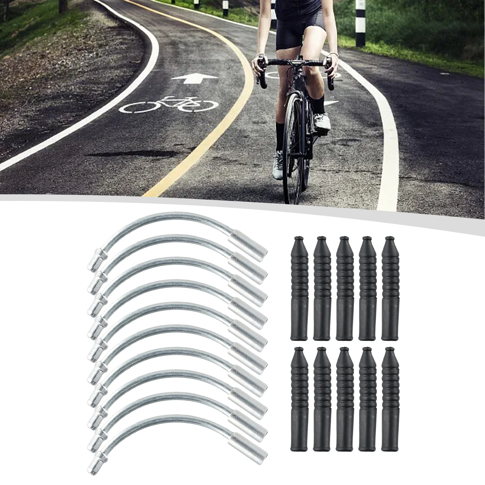 

10pcs V-Brake Noodle Boot Set Mountain Bike Outdoor Noodles Cable Guide Bend Tube Pipe Sleeves Protector Hose Brake